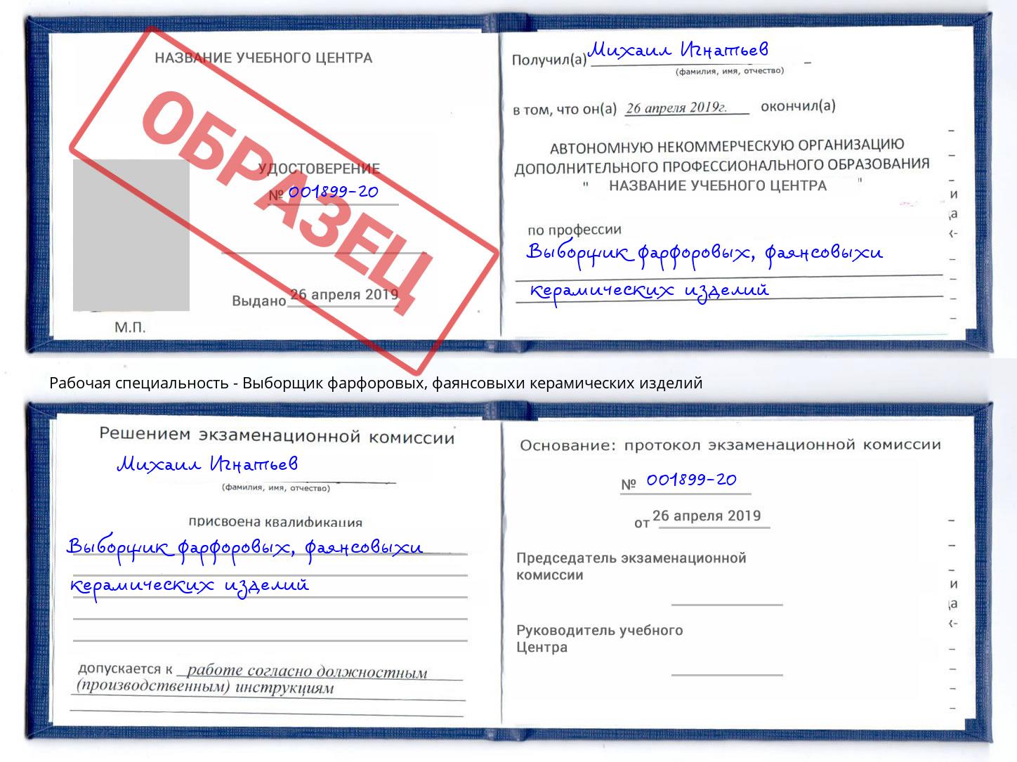 Выборщик фарфоровых, фаянсовыхи керамических изделий Шуя