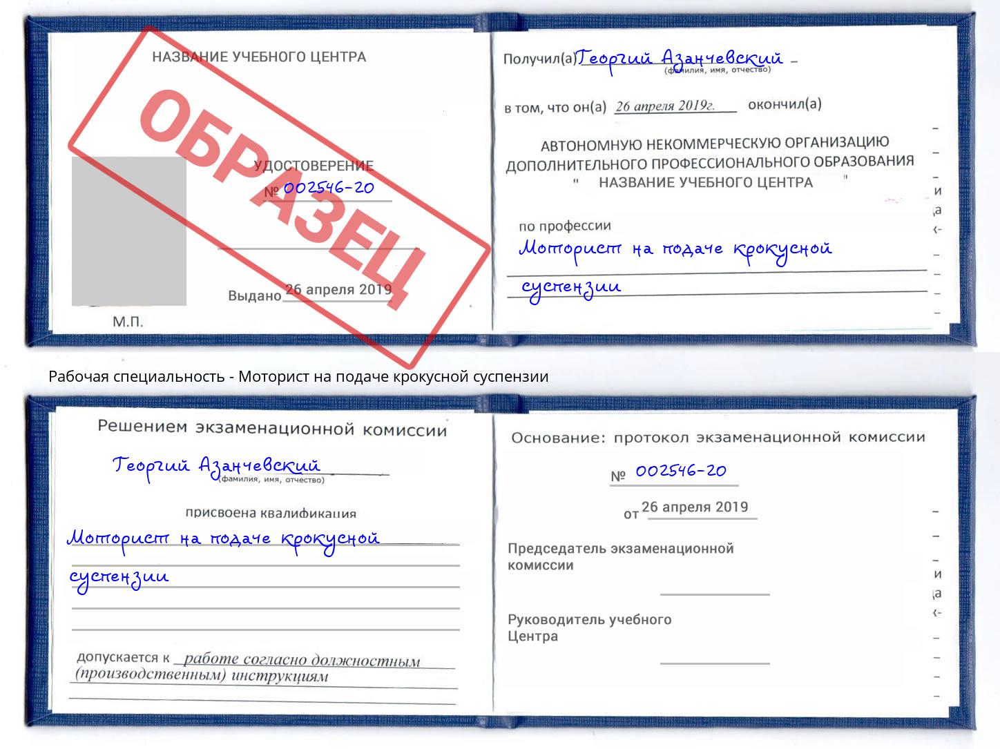 Моторист на подаче крокусной суспензии Шуя