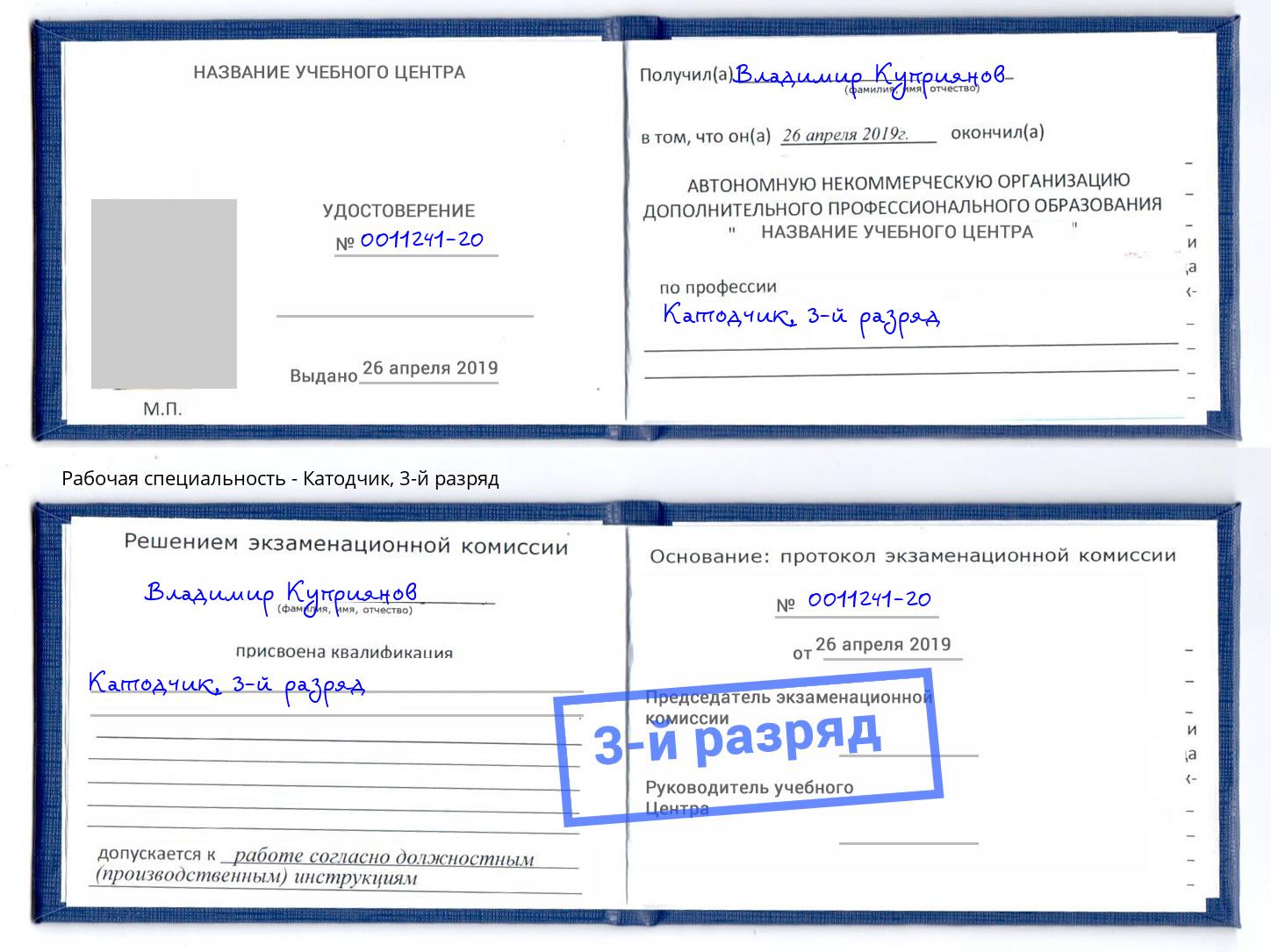 корочка 3-й разряд Катодчик Шуя
