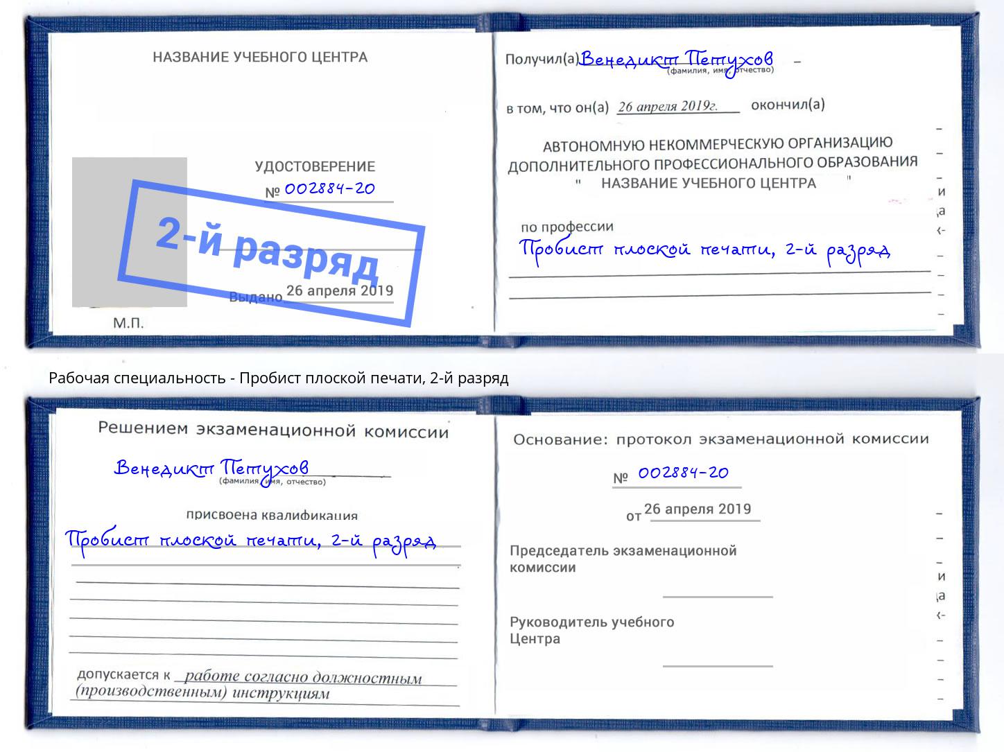 корочка 2-й разряд Пробист плоской печати Шуя