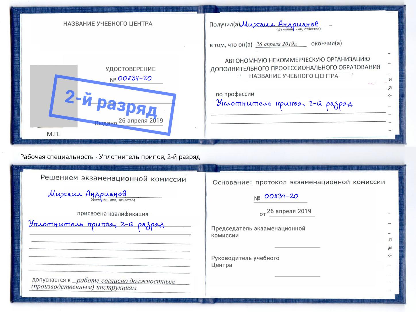 корочка 2-й разряд Уплотнитель припоя Шуя